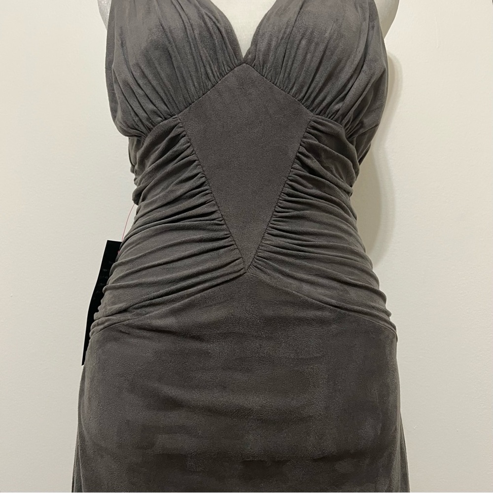 Bebe Tory Shirred Microsuede Dress - Picture 3 of 13